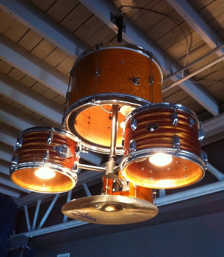 Musical makeover Drum kit turned into a dashing chandelier Homecrux
