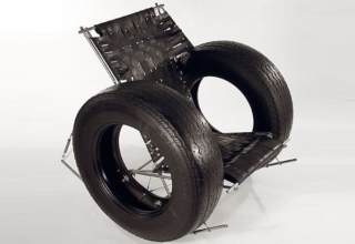 Recycled rubber tire rocking chair for your home - Homecrux