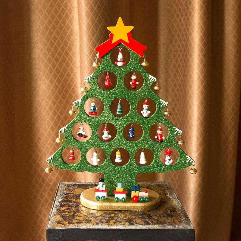 Miniature Ornaments Wooden Tabletop Christmas tree