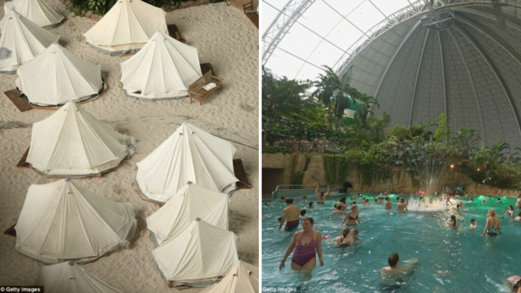 luxury Tropical Island resort is actually a German hangar surrounded by snow