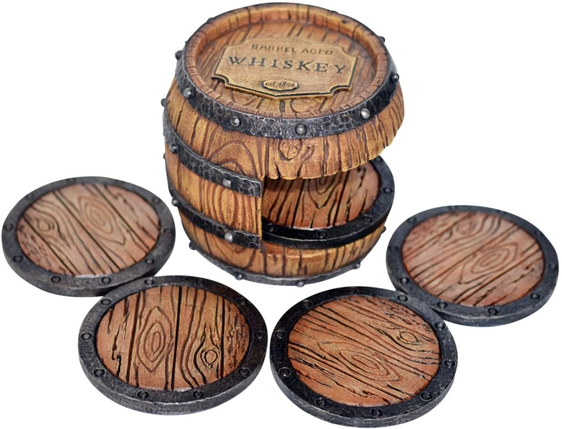 Whiskey Barrel Drink Coasters