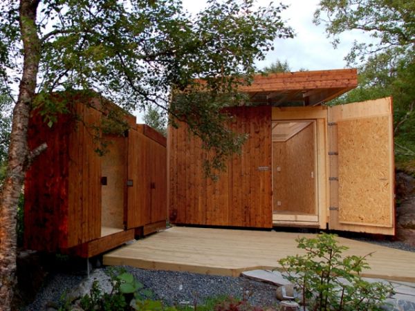 Wooden sheds with retractable roof, sliding doors