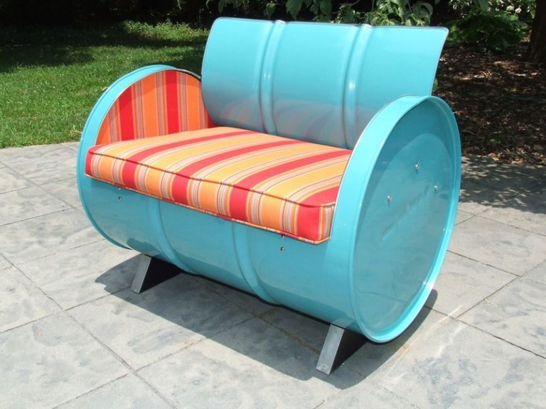 55-Gallon Steel Drums Repurposed into Impressive Furniture Collection