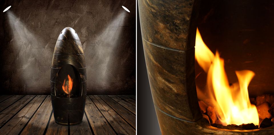 Cocoon-shaped Fireplace