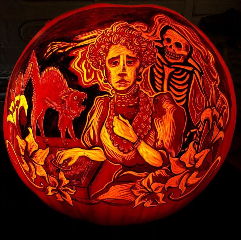 Art Nouveau on pumpkin by Rachael Kolby