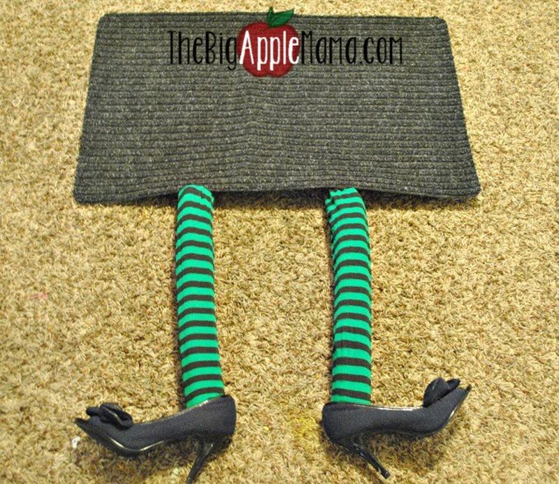 DIY witch doormat shoes