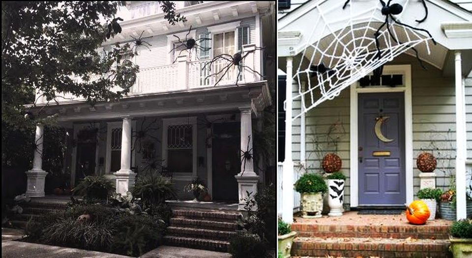 Decorate front porch for Halloween