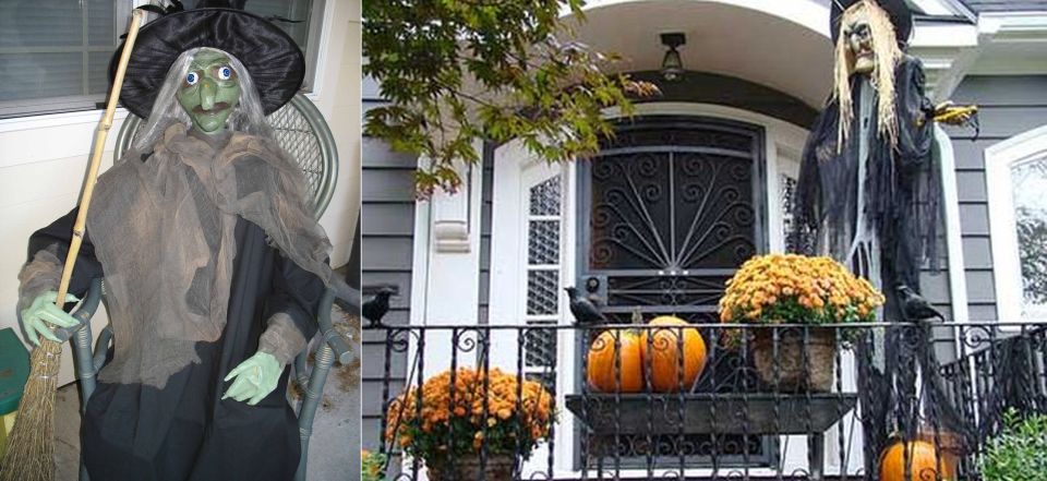 Decorate front porch for Halloween