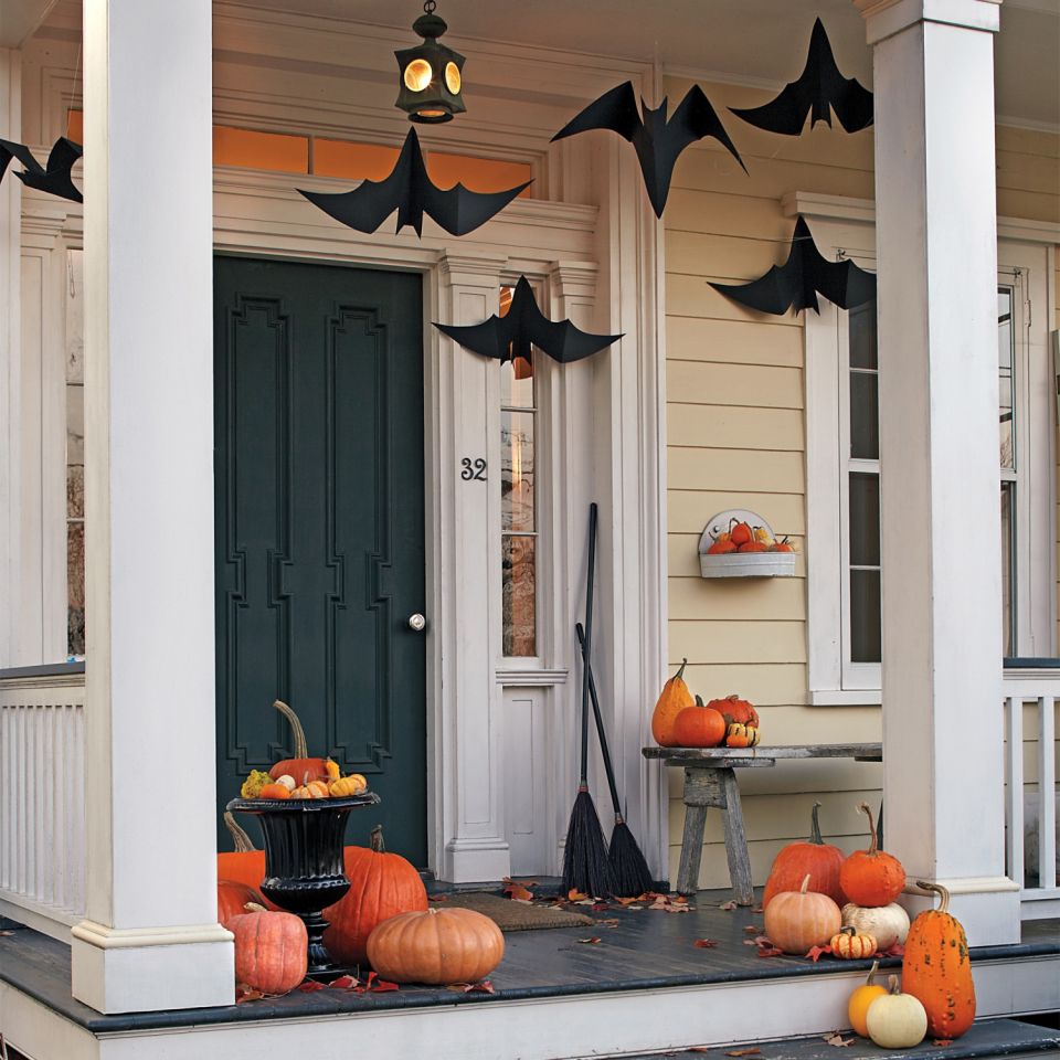 Decorate front porch for Halloween