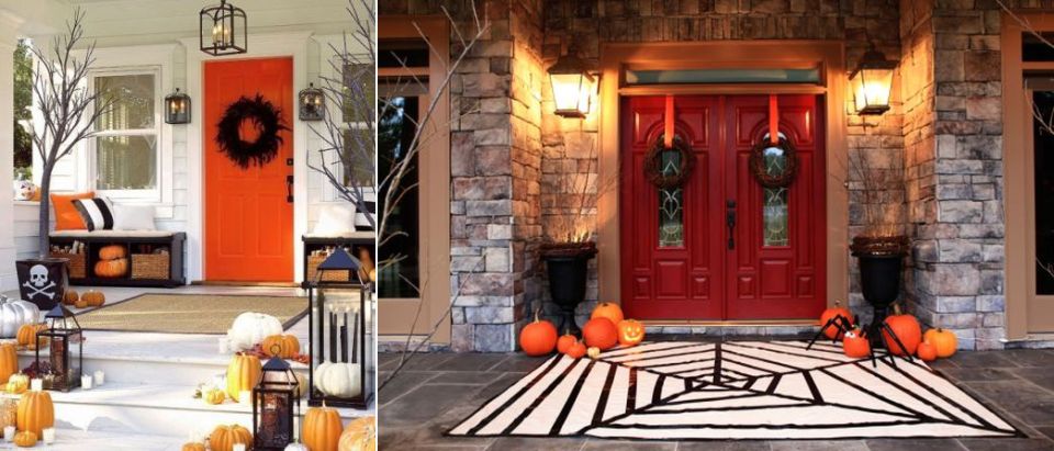 Decorate front porch for Halloween