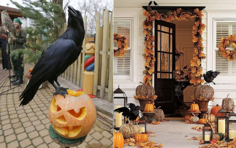 Decorate front porch for Halloween