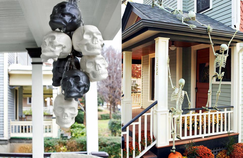 Decorate front porch for Halloween