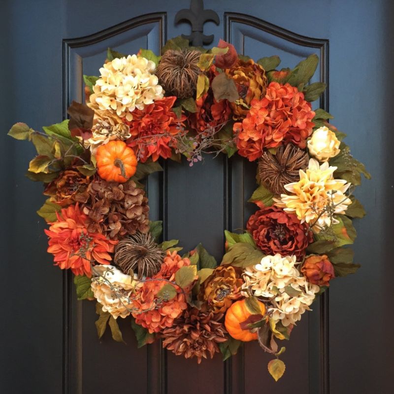 Floral decor front porch halloween