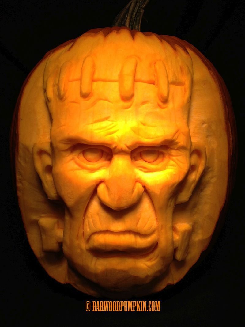 Frankenstein pumpkin carving by Jonathon Barwood 