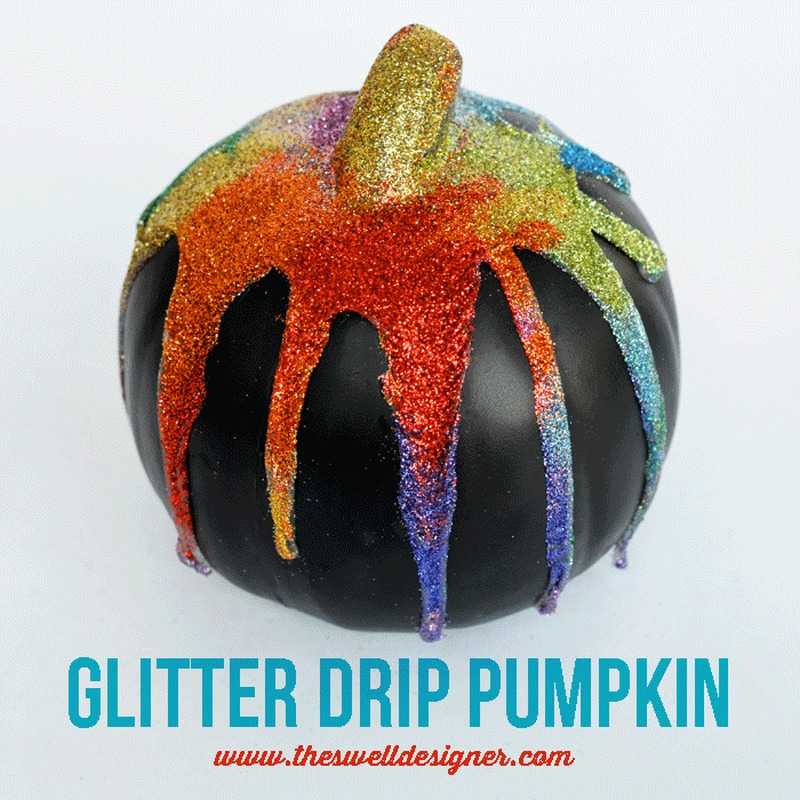 Glitter drip pumpkin for Halloween