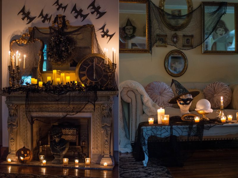 Halloween lights on coffee table 