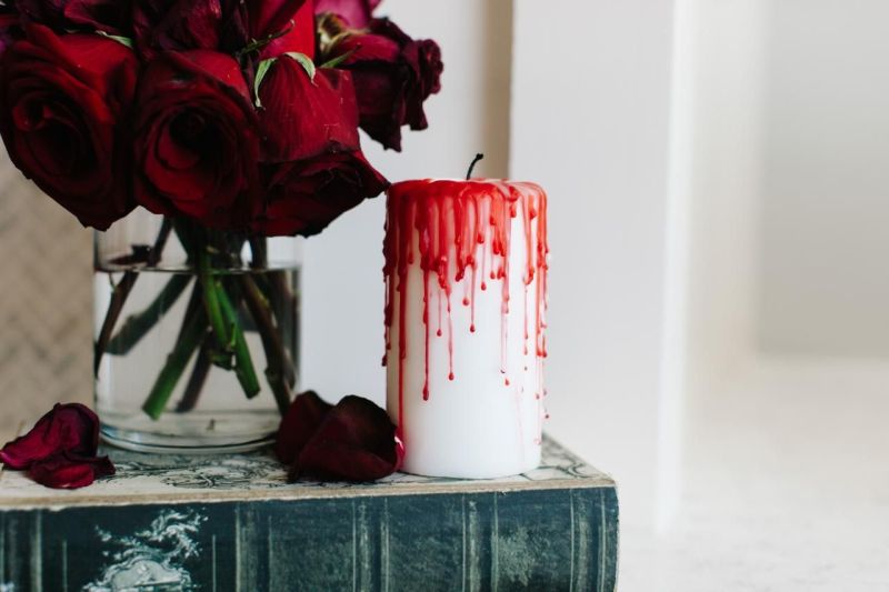 bloody candles for halloween decor  