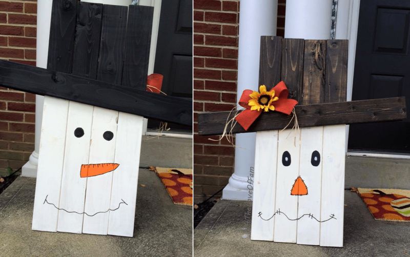 Pallet wood scarecrow for porch Halloween