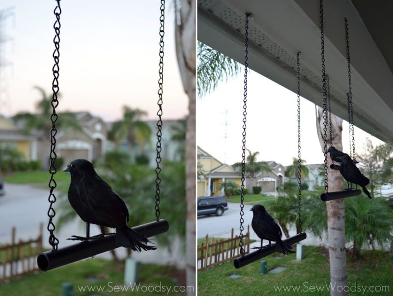 Hanging crows on front door