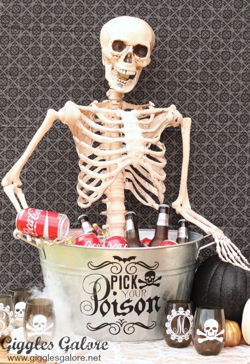 skeleton in beverage tub 