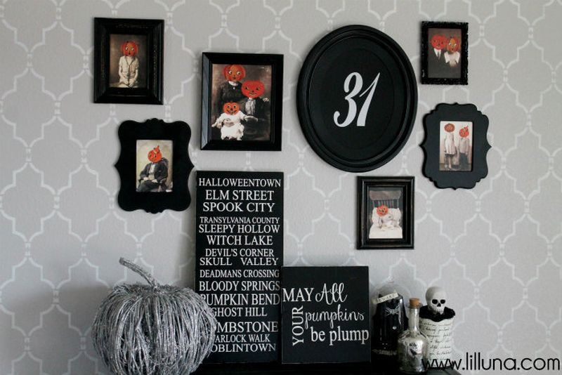 Spooky Wall décor with black frames 