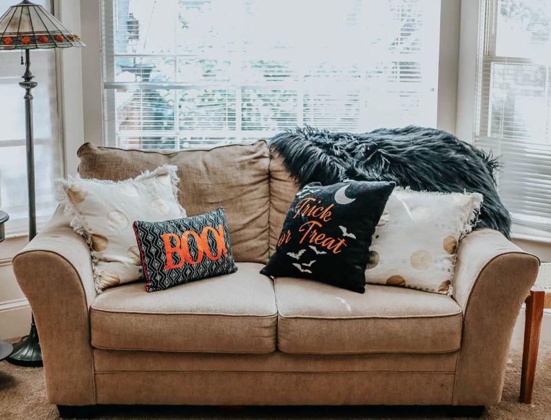 boo and trick o treat cushion covers for Halloween decor  