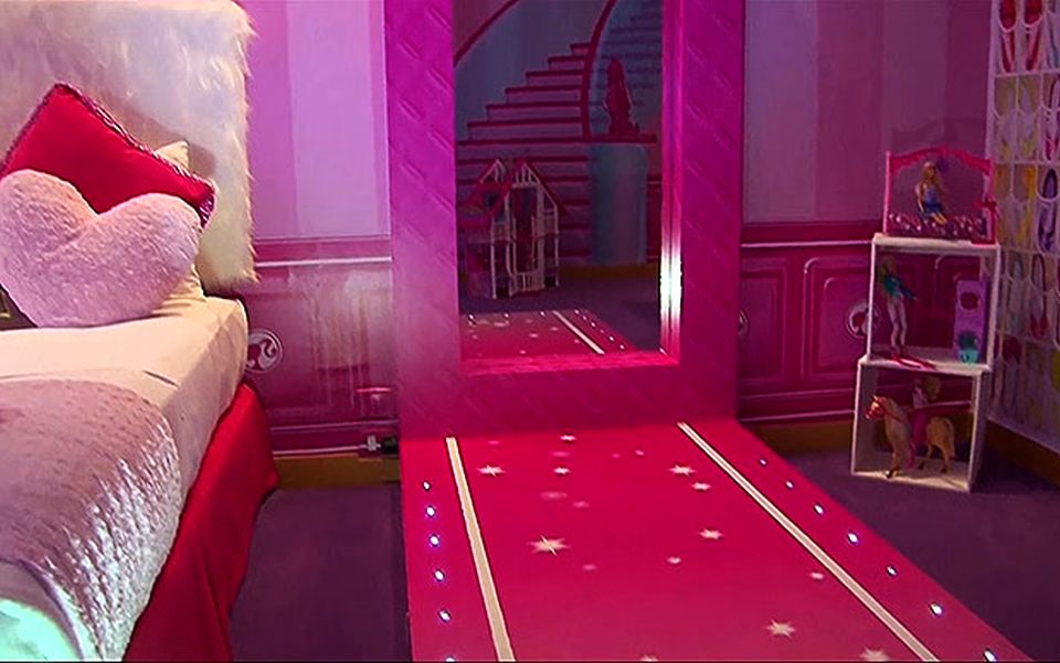 Barbie themed hotel room designed for eclectic girly travelers