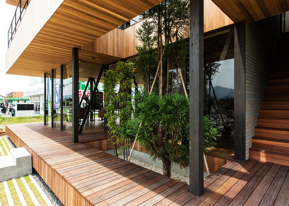 Glass + Wood Building by Hamada Design