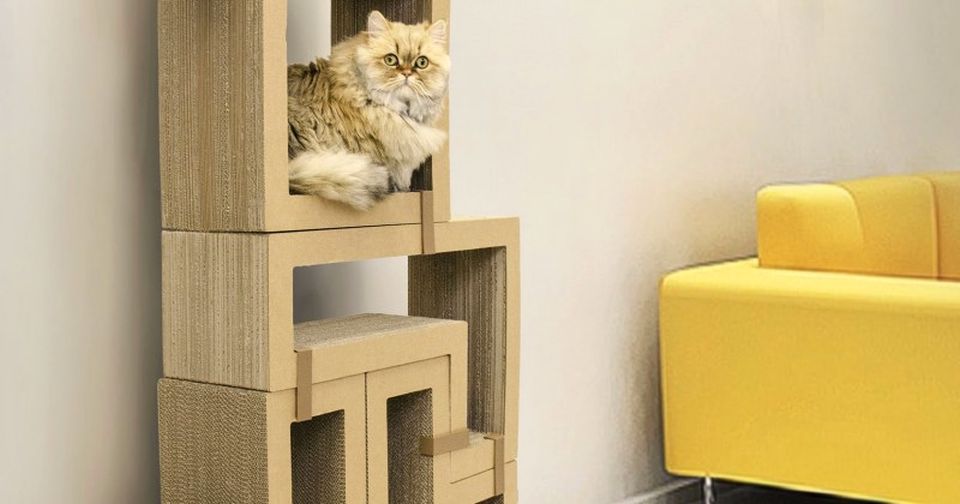 Katris Modular Cardboard Cat Furniture by Papercut Lab