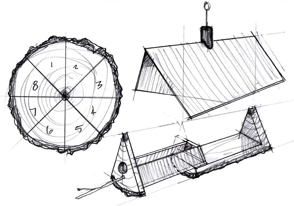 Rustic Log Quartered Birdhouses by Moger Mehrhof Architects