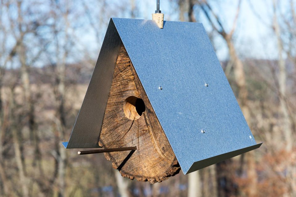 Rustic Log Quartered Birdhouses by Moger Mehrhof Architects