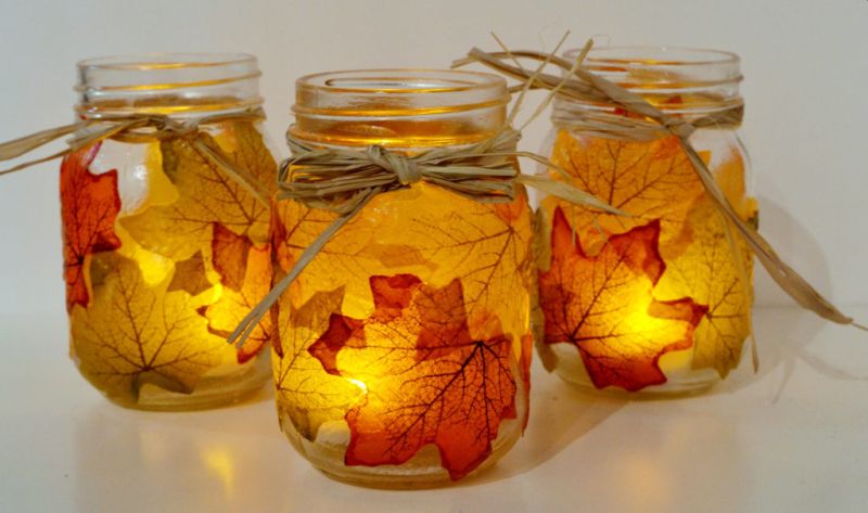 DIY Thanksgiving mason jar lights 