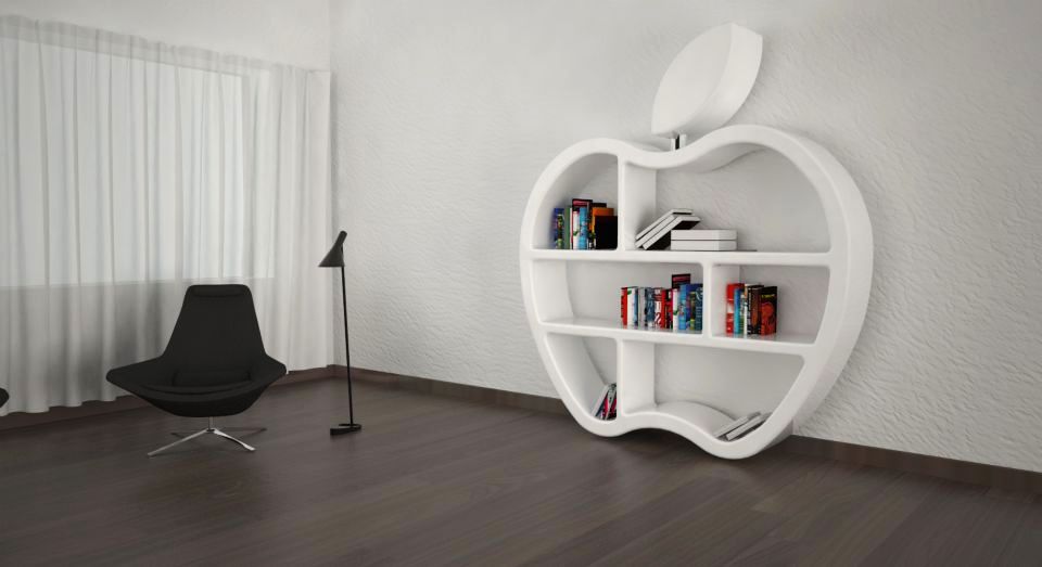 Gluttony Apple-Shaped Modular Bookcase by Mario Di Gesaro