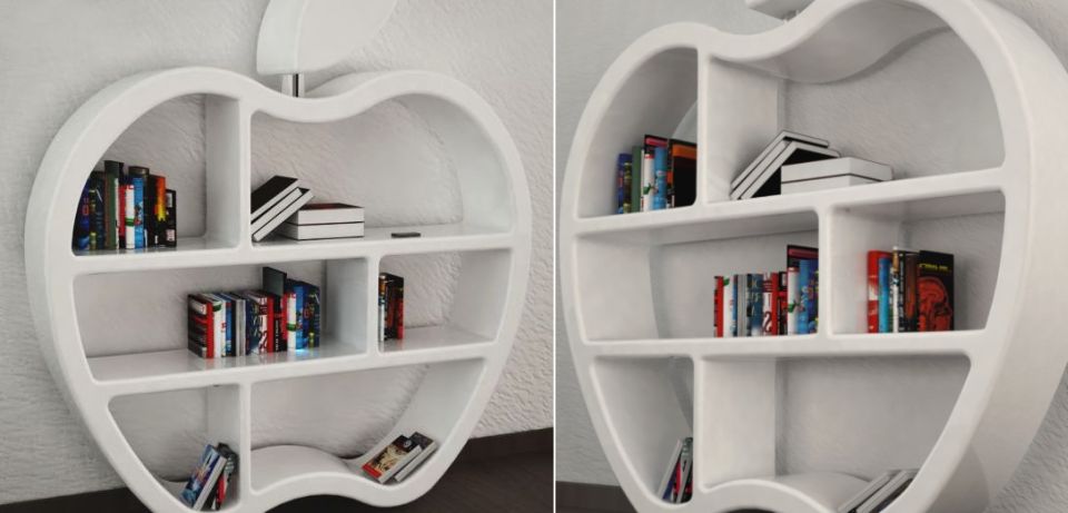 Gluttony Apple-Shaped Modular Bookcase by Mario Di Gesaro