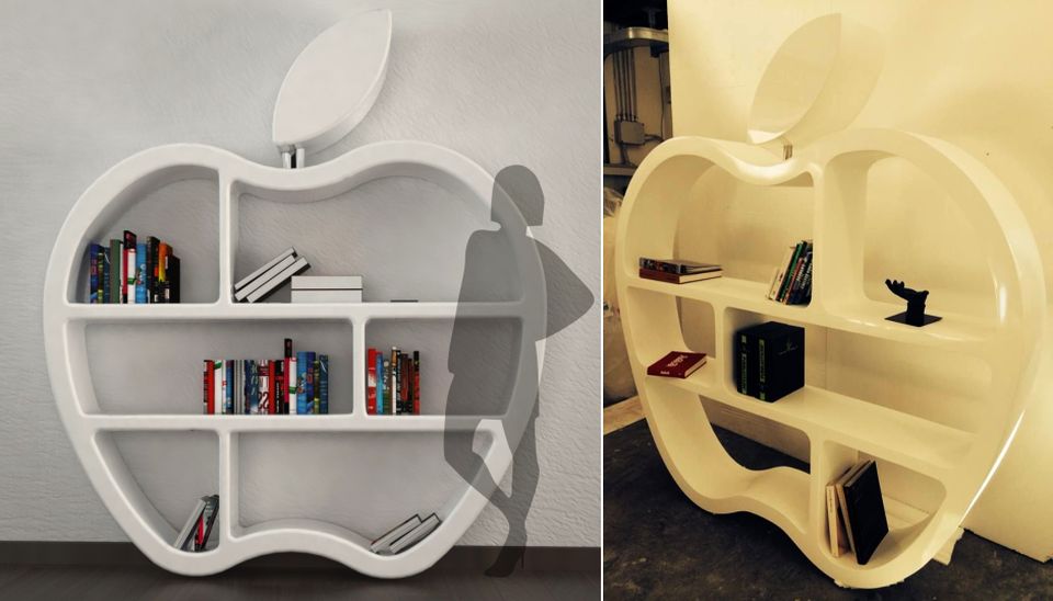 Gluttony Apple-Shaped Modular Bookcase by Mario Di Gesaro