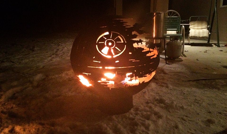 Death Star Fire Pit by 84-Year-Old Grandfather for Granddaughter