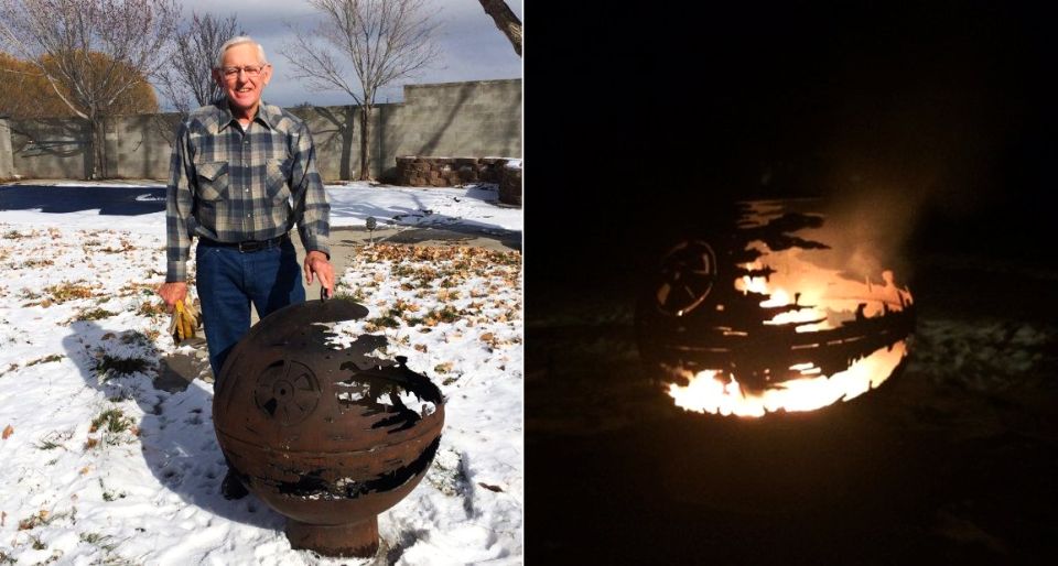 Death Star Fire Pit by 84-Year-Old Grandfather for Granddaughter