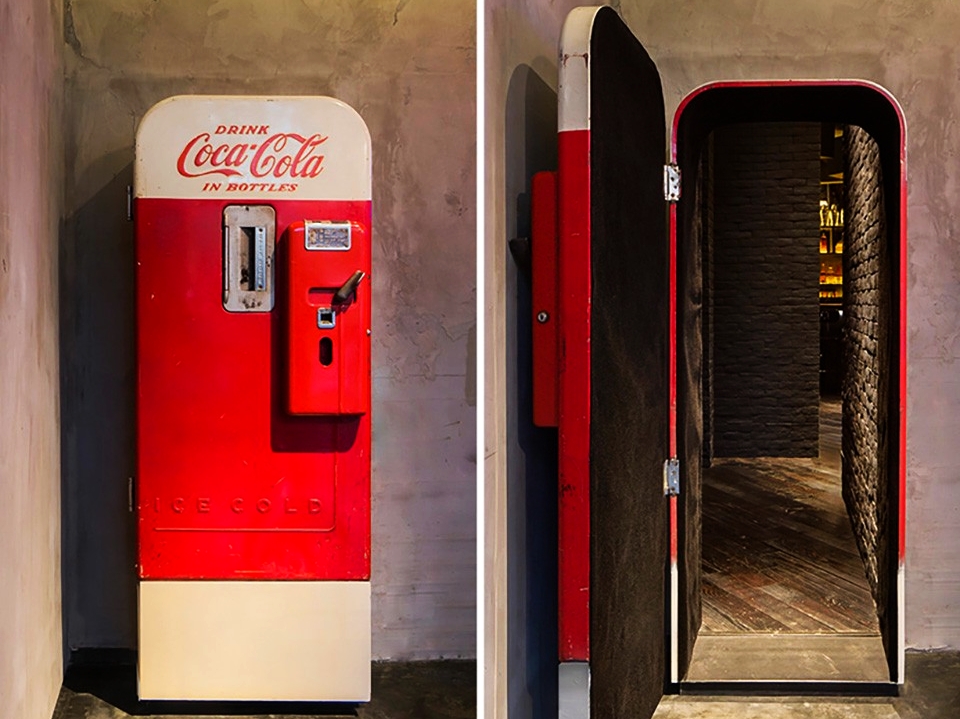 Flask cabaret hides behind vintage Coke vending machine