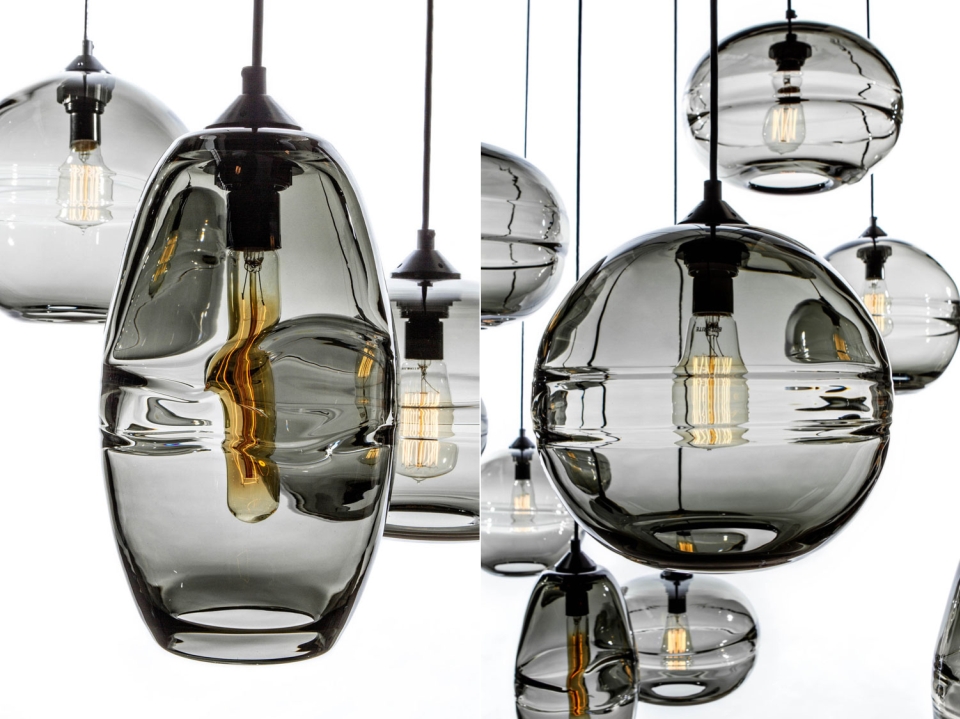 Clear Band Pendant Lights by John Pomp Studios