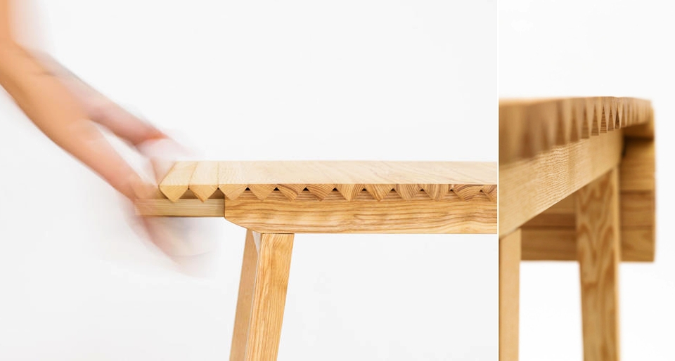 Wooden Cloth Dining Table by Nathalie Dackelid