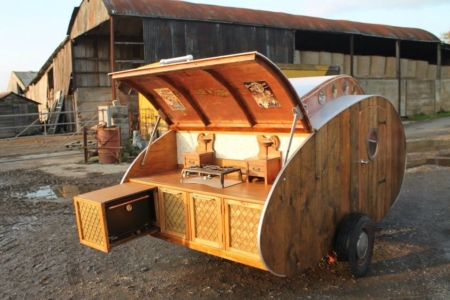 Teardrop camper trailer by Dave Moult is a mix of retrofuturism