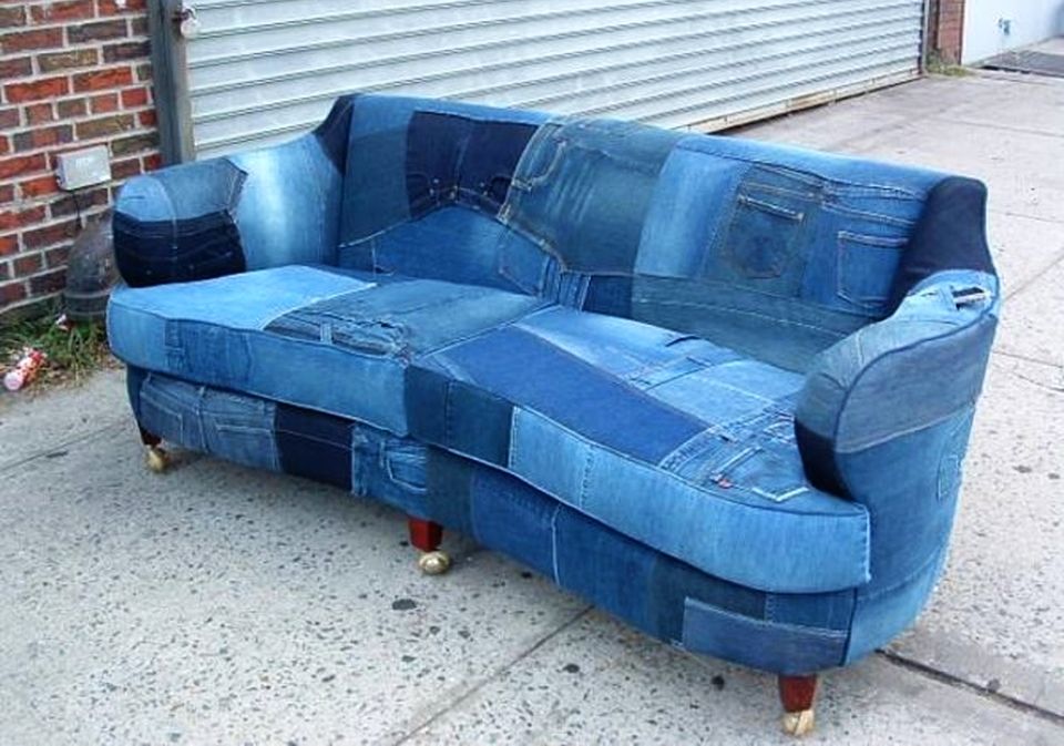 Upcycled denim sofa creates buzz on Craigslist