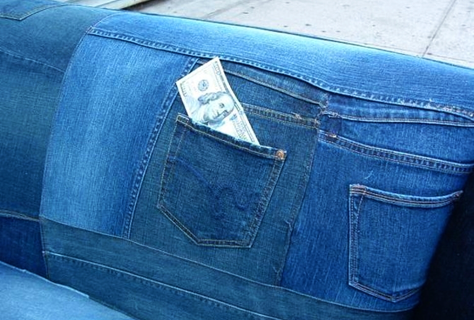 Upcycled denim sofa creates buzz on Craigslist