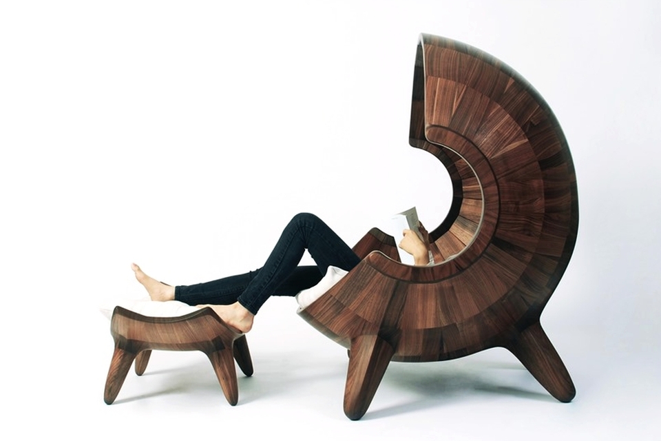 Segment Chair with Ottoman by Sae-rom Yoon