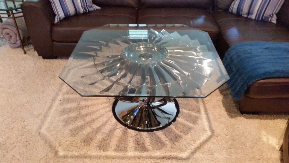 Jet Engine Coffee Table Made From Boeing 737 Pratt & Whitney JT8D