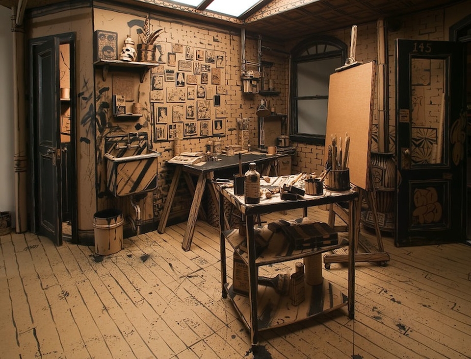 It is an imaginary artist studio 