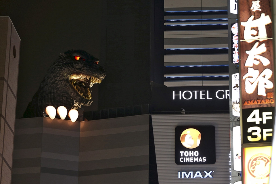 View of Godzilla in night