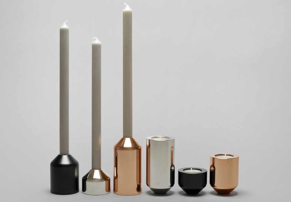 Janus Solid Steel Candleholder by Joe Doucet