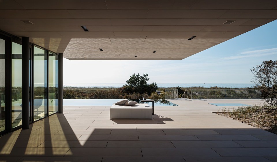 The pavilion has spectacular view of sand dunes and ocean