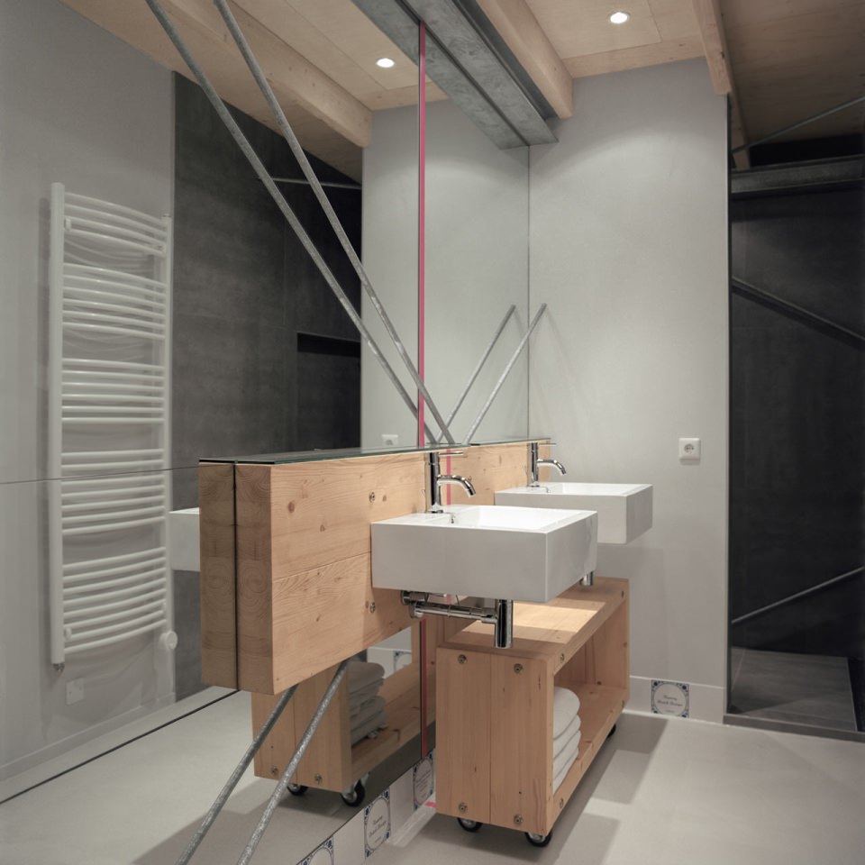 The bathroom with separate shower area.